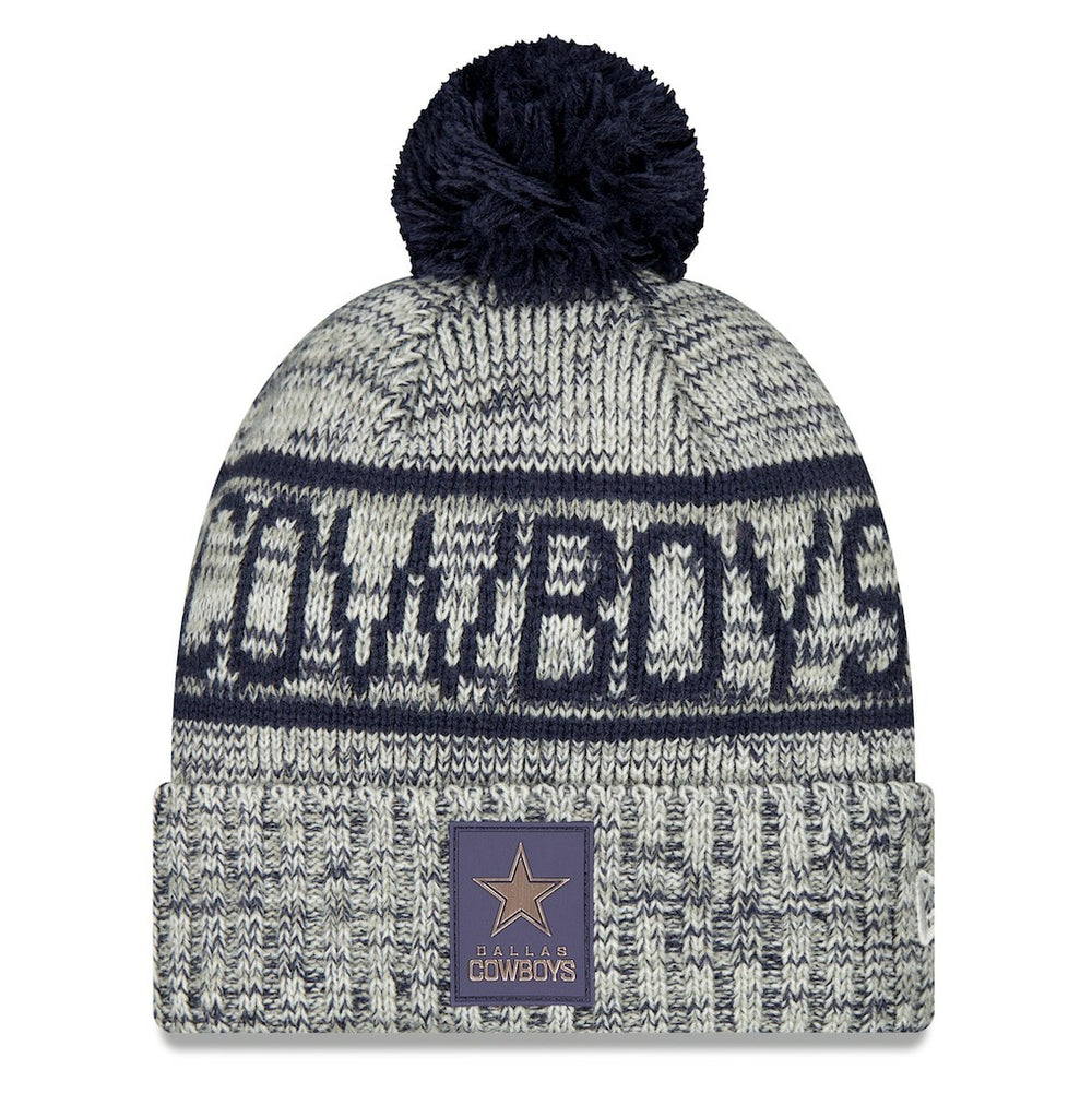 Dallas Cowboys New Era 2025 Sideline Cold Weather Cuffed Knit Hat with Pom - Gray Hats