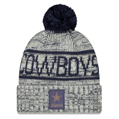 Dallas Cowboys New Era 2025 Sideline Cold Weather Cuffed Knit Hat with Pom - Gray Hats