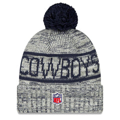 Dallas Cowboys New Era 2025 Sideline Cold Weather Cuffed Knit Hat with Pom - Gray Hats