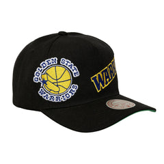 Golden State Warriors Busted Logo Wordmark Wrap-Around Pro Pinch Adjustable Hat Black - Mitchell & Ness