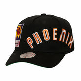 Phoenix Suns Busted Logo Wordmark Wrap-Around Pro Pinch Adjustable Hat Black - Mitchell & Ness