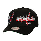Washington Capitals Mitchell & Ness Busted Logo Wordmark Wrap-Around Pro Pinch Adjustable Hat - Black | US 202641035