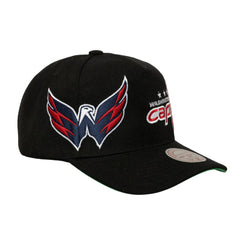 Washington Capitals Mitchell & Ness Busted Logo Wordmark Wrap-Around Pro Pinch Adjustable Hat - Black | US 202641035