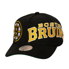 Boston Bruins Mitchell & Ness Busted Logo Wordmark Wrap-Around Pro Pinch Adjustable Hat - Black | US 202641047