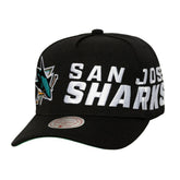 San Jose Sharks Mitchell & Ness Busted Logo Wordmark Wrap-Around Pro Pinch Adjustable Hat - Black | US 202641048