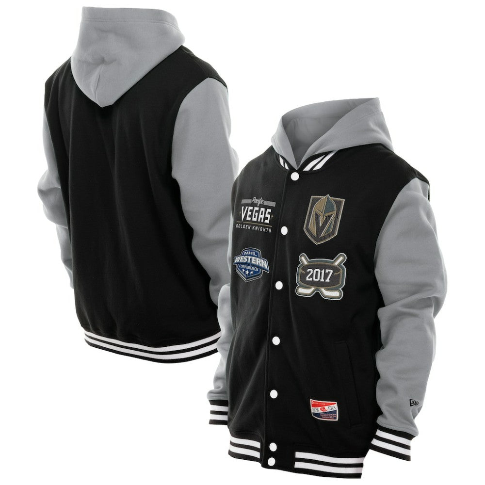 Vegas Golden Knights New Era Full-Snap Fleece Hoodie Jacket - Black/Grey | US 202641104