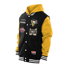 Pittsburgh Penguins New Era Full-Snap Fleece Hoodie Jacket - Black/Gold | US 202641110
