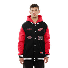 Detroit Red Wings New Era Full-Snap Fleece Hoodie Jacket - Black/Red | US 202641114