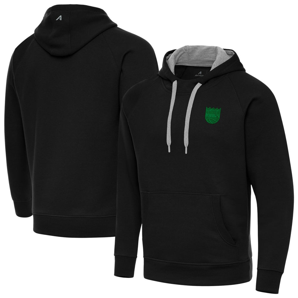 Sacramento Kings Antigua St. Patrick's Day Victory Raglan Pullover Hoodie Black