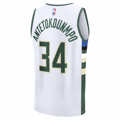 Giannis Antetokounmpo Milwaukee Bucks Fast Break Replica Player Jersey Association Edition White - Fanatics