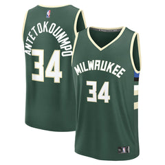 Giannis Antetokounmpo Milwaukee Bucks Fast Break Replica Player Jersey Icon Edition Hunter Green - Fanatics outlet