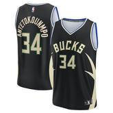 Giannis Antetokounmpo Milwaukee Bucks Fast Break Replica Player Jersey Statement Edition Black - Fanatics