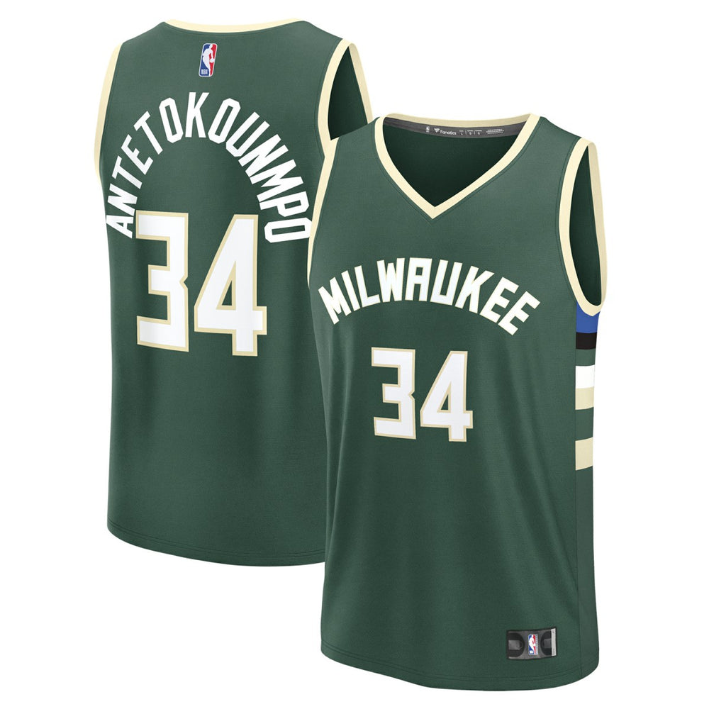 Giannis Antetokounmpo Milwaukee Bucks Youth Fast Break Replica Player Jersey Icon Edition Hunter Green - Fanatics