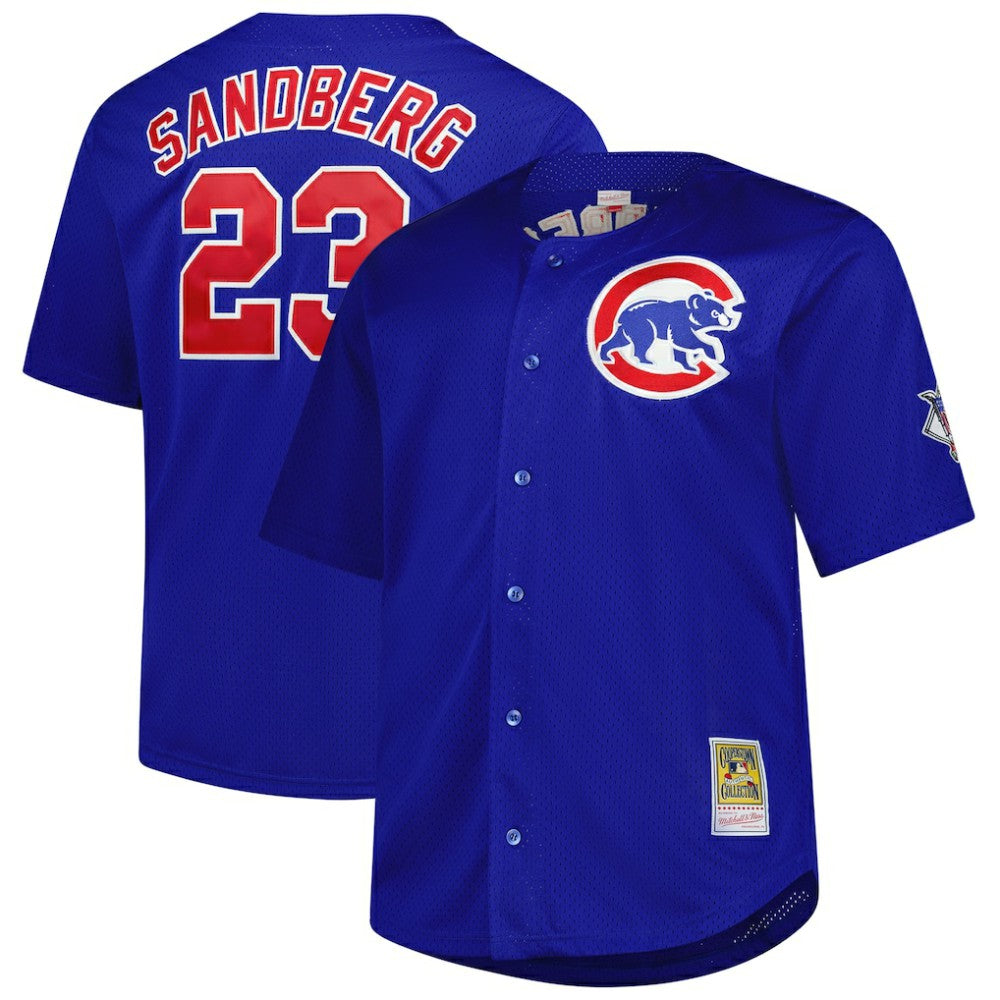 Ryne Sandberg Chicago Cubs Mitchell & Ness Big & Tall Cooperstown Mesh Batting Practice Jersey - Royal Jerseys