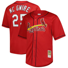 Mark McGwire St. Louis Cardinals Mitchell & Ness Big & Tall Cooperstown Mesh Batting Practice Jersey - Red Jerseys
