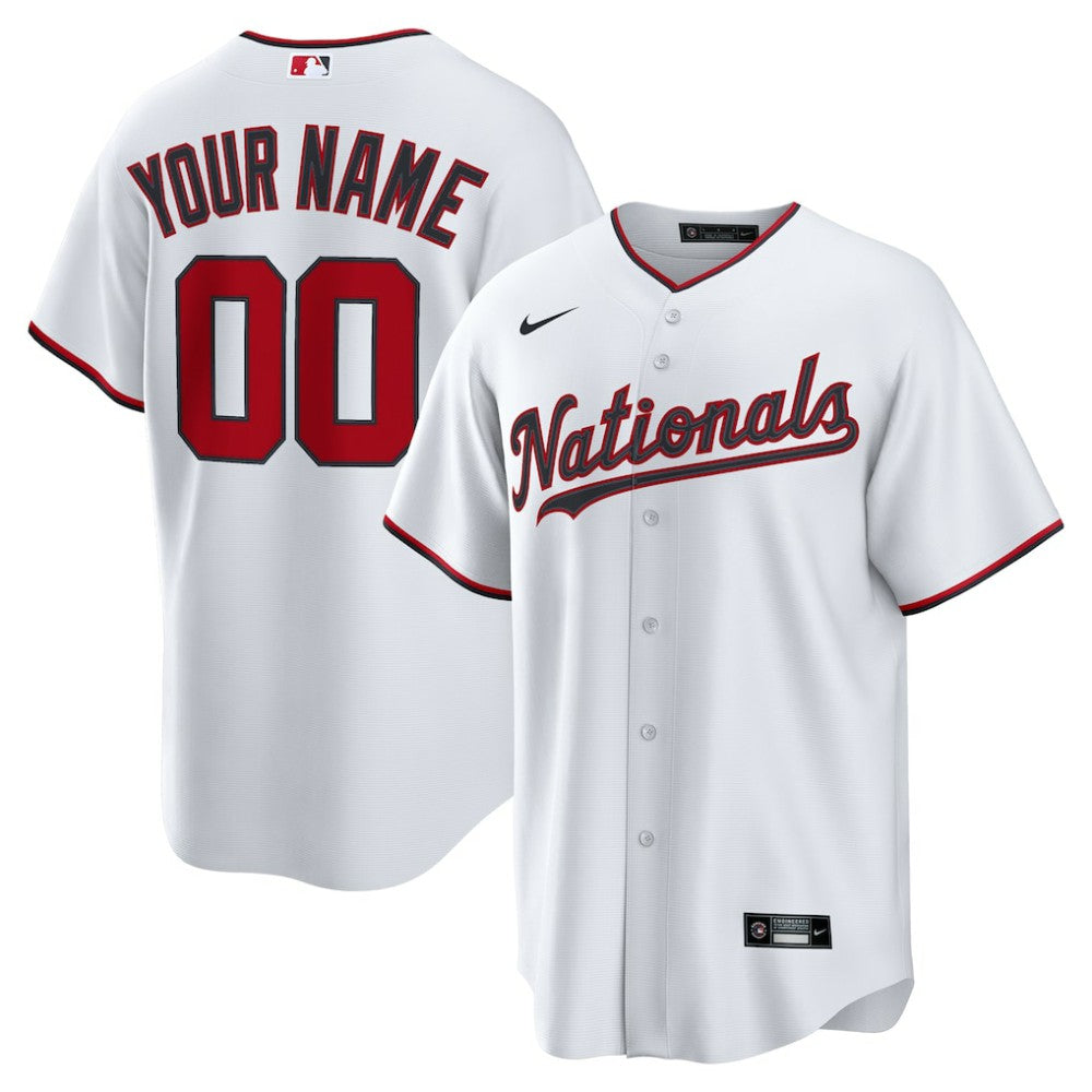 Washington Nationals Nike Home Custom Replica Jersey - White Jerseys