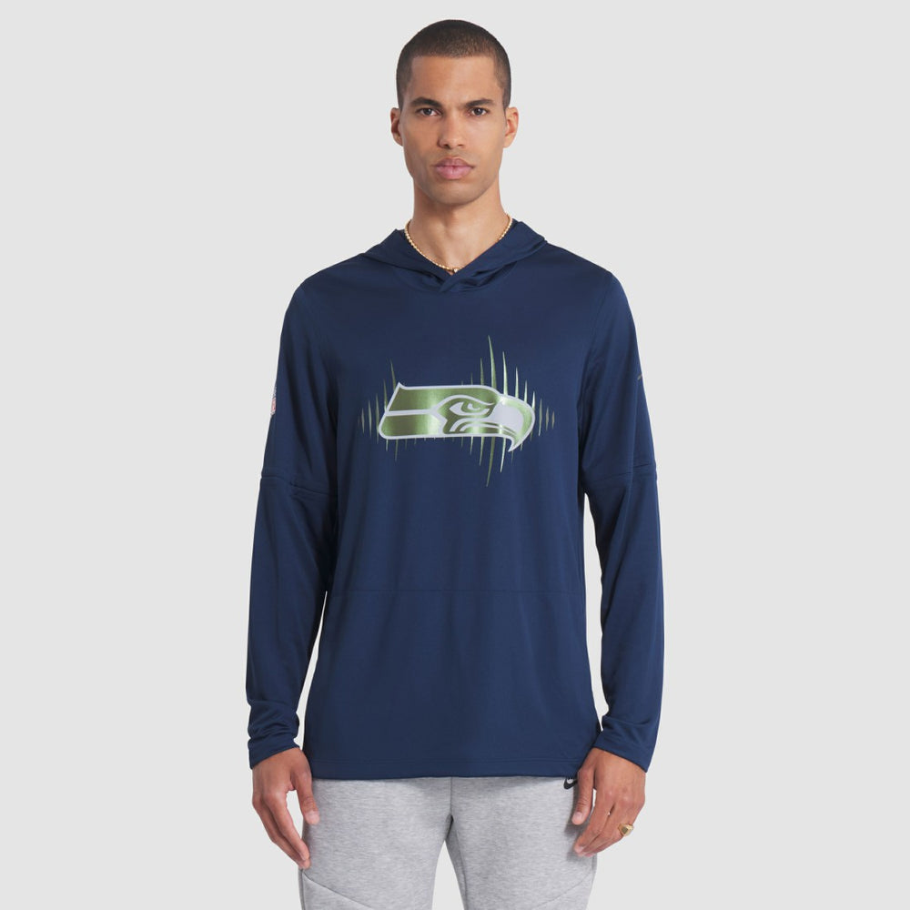 Seattle Seahawks 2025 Rivalries Collection Sideline Dri-FIT Long Sleeve Hoodie T-Shirt - College Navy Hoodies