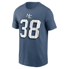 Rhamondre Stevenson New England Patriots 2025 Rivalries Collection Player Name & Number T-Shirt - Storm Blue T-shirts