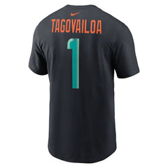Tua Tagovailoa Miami Dolphins 2025 Rivalries Collection Player Name & Number T-Shirt - Pitch Blue T-shirts