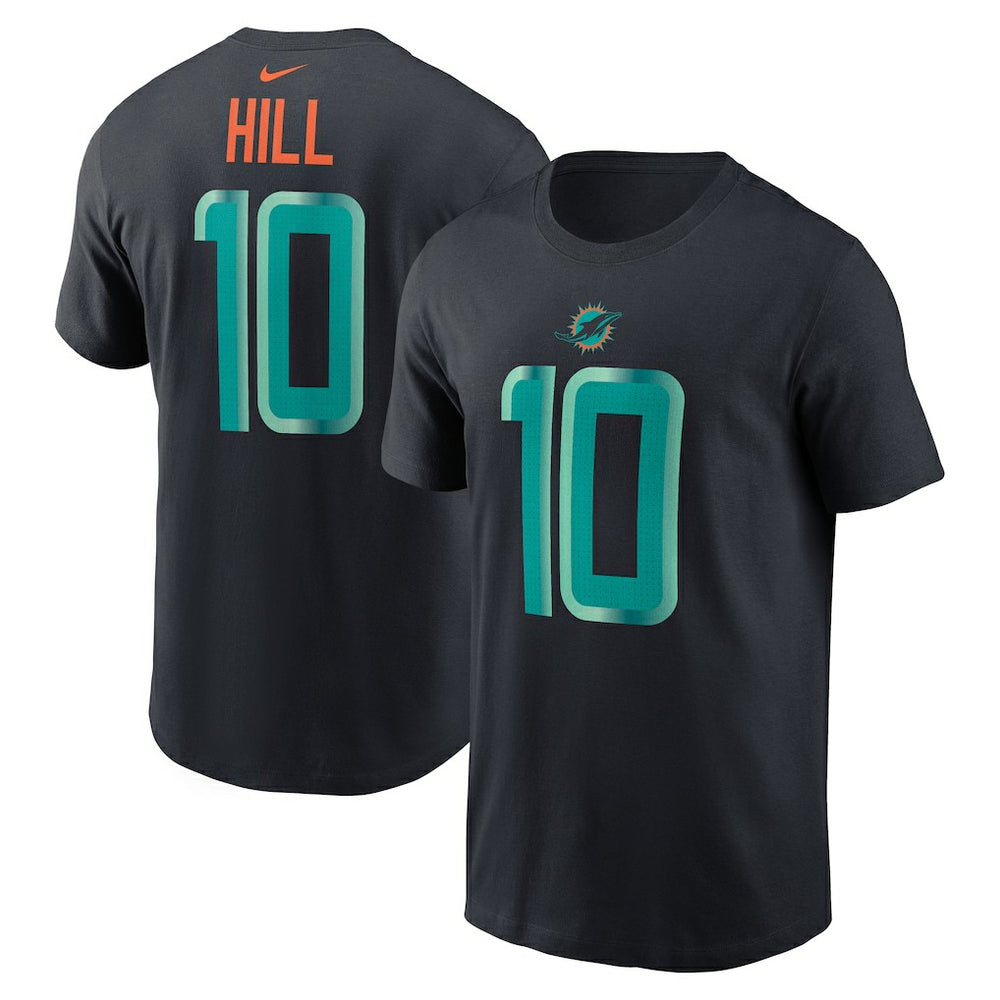 Tyreek Hill Miami Dolphins 2025 Rivalries Collection Player Name & Number T-Shirt - Pitch Blue T-shirts