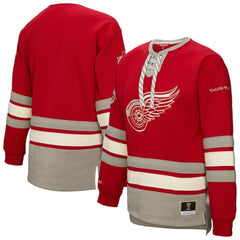 Detroit Red Wings Mitchell & Ness Women's Heritage Lace-Up Pullover Sweatshirt - Red | US 202660260