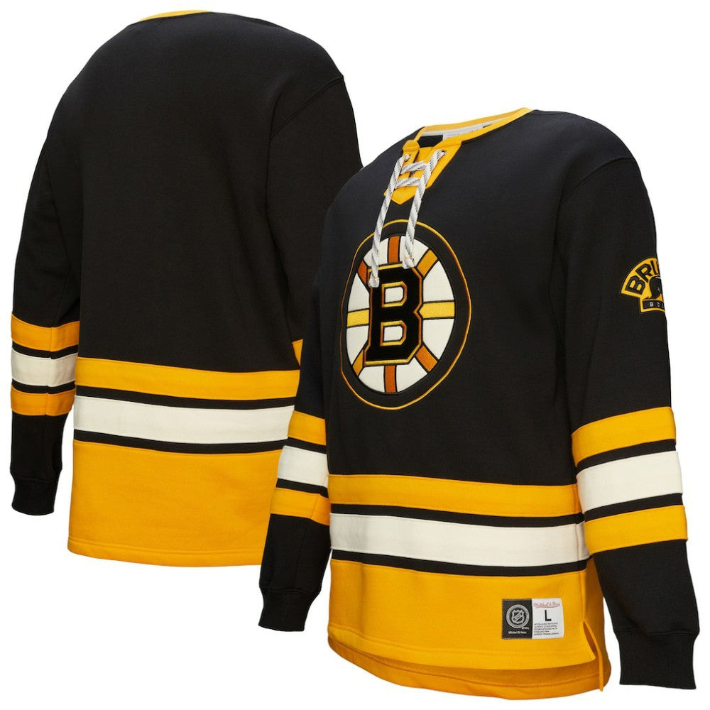 Boston Bruins Heritage Lace-Up Pullover Sweatshirt - Black | US 202660268