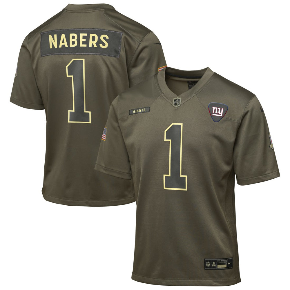 Malik Nabers New York Giants Youth 2025 Salute to Service Game Jersey - Olive Jerseys
