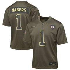 Malik Nabers New York Giants Youth 2025 Salute to Service Game Jersey - Olive Jerseys