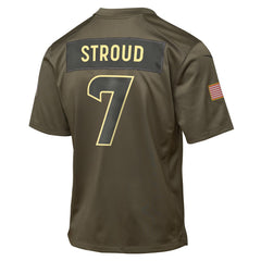 C.J. Stroud Houston Texans Youth 2025 Salute to Service Game Jersey - Olive Jerseys
