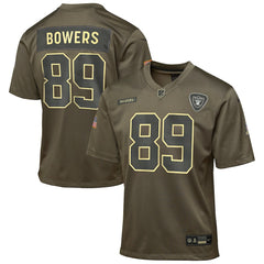 Brock Bowers Las Vegas Raiders Youth 2025 Salute to Service Game Jersey - Olive Jerseys