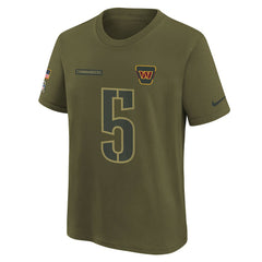 Jayden Daniels Washington Commanders Youth 2025 Salute to Service Name & Number T-Shirt - Olive T-shirts