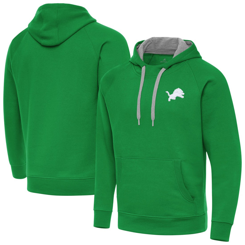 Detroit Lions Antigua St. Patrick's Day Victory Pullover Hoodie - Kelly Green Hoodies