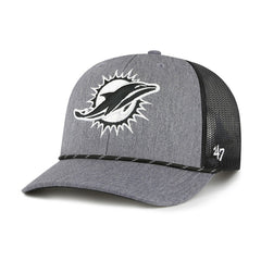 Miami Dolphins '47 Carbon Rope Trucker Adjustable Hat - Heather Charcoal Hats