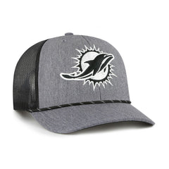 Miami Dolphins '47 Carbon Rope Trucker Adjustable Hat - Heather Charcoal Hats