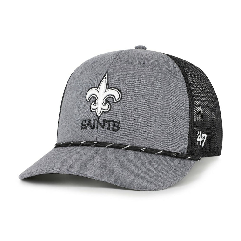 New Orleans Saints '47 Carbon Rope Trucker Adjustable Hat - Heather Charcoal Hats