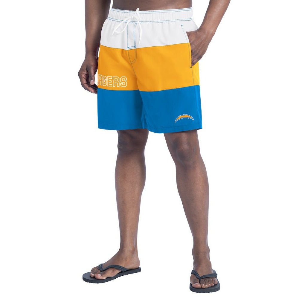 Los Angeles Chargers G-III Sports by Carl Banks Sunrise Volley Swim Shorts - Powder Blue/Gold Shorts