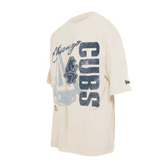 Chicago Cubs New Era Cooperstown Collection Oversized Throwback Distressed T-Shirt - Cream T-shirts
