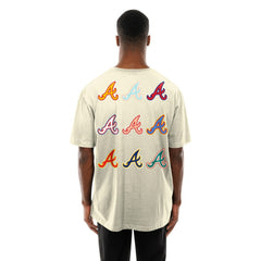 Atlanta Braves New Era Ransom Note Oversized T-Shirt - Cream T-shirts