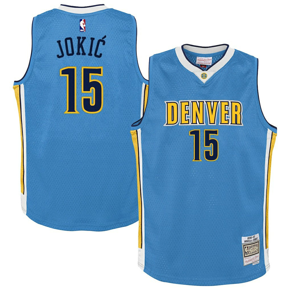 Nikola Jokic Denver Nuggets Youth 2016/17 Hardwood Classics Swingman Jersey Light Blue - Mitchell & Ness