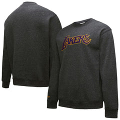 Los Angeles Lakers Black Out Collection Snow Washed Vintage Logo Pullover Sweatshirt Black - Mitchell & Ness