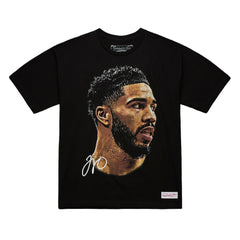 Jayson Tatum NBA Unisex Real Big Face Player T-Shirt Black - Mitchell & Ness