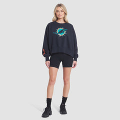Miami Dolphins Women's 2025 Rivalries Collection Oversized Phoenix Fleece Sweatshirt - Pitch Blue Sweatshirts