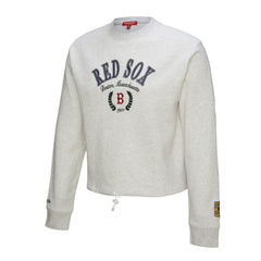 Boston Red Sox Mitchell & Ness Women's Cropped Toggle Pullover Sweatshirt - Heather Gray Pullover