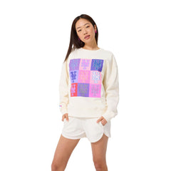 New York Mets Terez Women's Technicolor Oversized Pullover Sweatshirt - Cream Pullover
