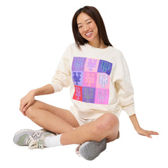 New York Mets Terez Women's Technicolor Oversized Pullover Sweatshirt - Cream Pullover