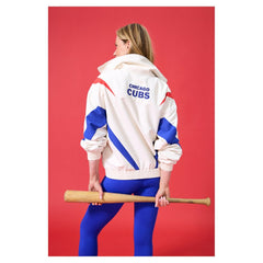 Chicago Cubs Terez Women's Ripstop Chevron Quarter-Zip Pullover - Cream Pullover
