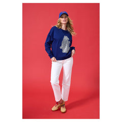 Chicago Cubs Terez Women's Oversized Gemstone Logo Sweatshirt - Navy Sweatshirts