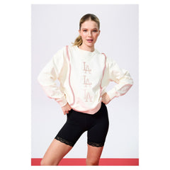 Los Angeles Dodgers Terez Women's Baseball Stitch Pullover Sweatshirt - Cream Pullover