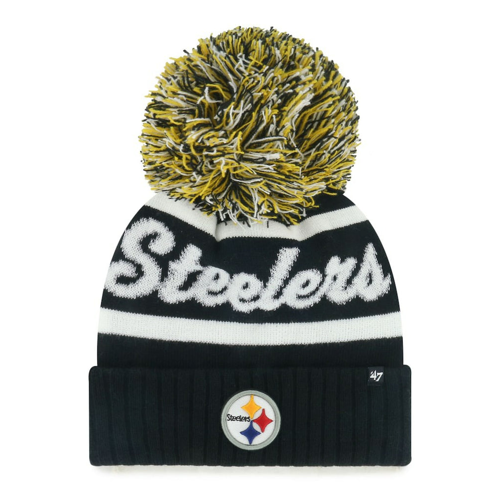 Pittsburgh Steelers '47 Women's Spirited Cuffed Knit Hat with Pom - Black Hats