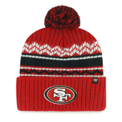 San Francisco 49ers '47 Youth Polar Vortex Cuffed Knit Hat with Pom - Scarlet Hats
